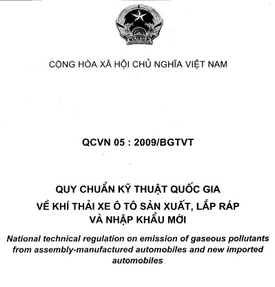 QCVN 05-2009-BGTVT - Quy Chuẩn Kỹ Thuật Quốc Gia Về Khí Thải Xe Mô Tô Lắp Ráp Và Nhập Khẩu Mới