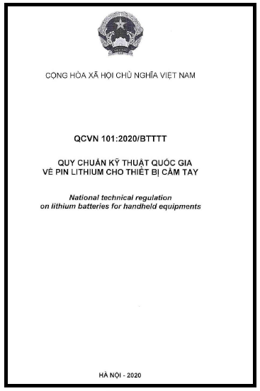 QCVN 101-2020-BTTTT - Pin Lithium Cho Thiết Bị Cầm Tay