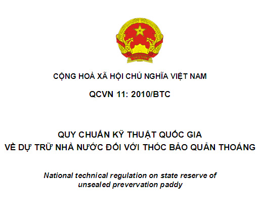 QCVN 11-2010-BTC - Quy Chuẩn Kỹ Thuật Quốc Gia Về Dự Trữ Nhà Nước Đối Với Thóc Bảo Quản Thoáng