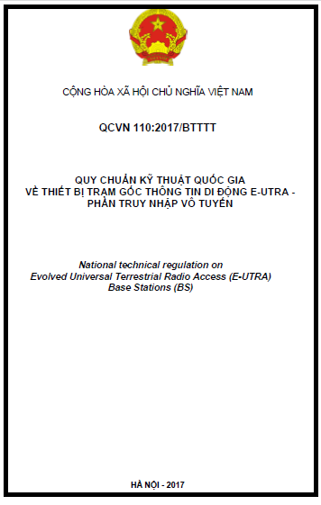 QCVN 110-2017-BTTTT - Thiết Bị Trạm Gốc Thông Tin Di Động E-UTRA-Phần Truy Nhập Vô Tuyến