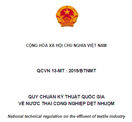 QCVN 13-MT-2015-BTNMT - Quy Chuẩn Kỹ Thuật Quốc Gia Về Nước Thải Công Nghiệp Dệt Nhuộm
