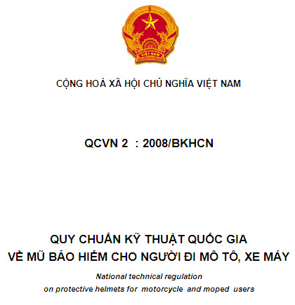 QCVN 2-2008-BKHCN - Quy Chuẩn Kỹ Thuật Quốc Gia Về Mũ Bảo Hiểm Cho Người Đi Mô Tô Xe Máy