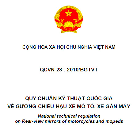 QCVN 28-2010-BGTVT - Quy Chuẩn Kỹ Thuật Quốc Gia Về Gương Chiếu Hậu Mô Tô Xe Gắn Máy