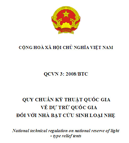 QCVN 3-2008-BTC - Quy Chuẩn Kỹ Thuật Quốc Gia Về Dự Trữ Quốc Gia Đối Với Nhà Bạt Cứu Sinh Loại Nhẹ