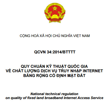 QCVN 34-2014-BTTTT - Quy Chuẩn Kỹ Thuật Quốc Gia Về Chất Lượng Dịch Vụ Truy Nhập Internet