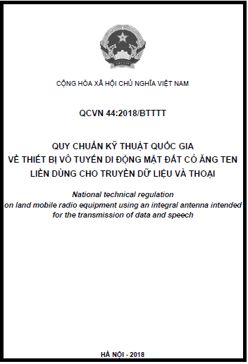 QCVN 44-2018-BTTTT - Thiết Bị Vô Tuyến Di Động Mặt Đất Có Ăng Ten Liền Dùng Cho Truyền Dữ Liệu