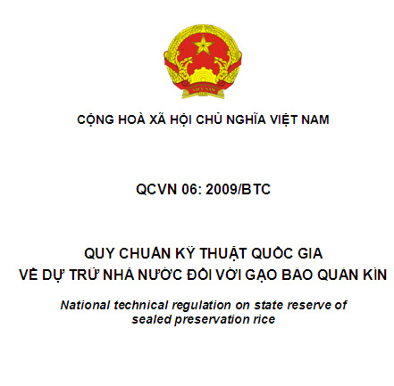 QCVN 6-2009-BTC - Quy Chuẩn Kỹ Thuật Quốc Gia Về Dự Trữ Nhà Nước Đối Với Gạo Bảo Quản Kín