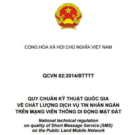 QCVN 82-2014-BTTTT - Quy Chuẩn Kỹ Thuật Quốc Gia Về Chất Lượng Dịch Vụ Tin Nhắn Ngắn Trên Mạng