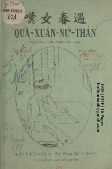 Quá Xuân Nữ Thán (NXB Phúc Văn 1928) - Chu Ngọc Chi, 16 Trang