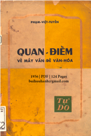 Quan Điểm Về Mấy Vấn Đề Văn Hóa (NXB Tự Do 1956) - Phạm Việt Tuyền, 124 Trang