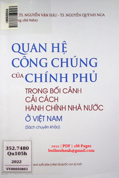 Quan Hệ Công Chúng Của Chính Phủ Trong Bối Cảnh Cải Cách Hành Chính Nhà Nước Ở Việt Nam