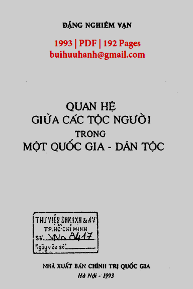 Quan Hệ Giữa Các Tộc Người Trong Một Quốc Gia-Dân Tộc (NXB Chính Trị 1993) - Đặng Nghiêm Vạn