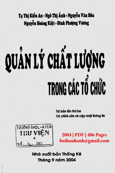 Quản Lý Chất Lượng Trong Các Tổ Chức (NXB Thống Kê 2004) - Tạ Thị Kiều An, 486 Trang