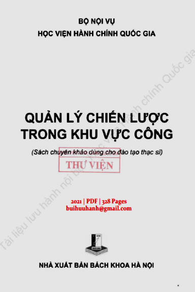 Quản Lý Chiến Lược Trong Khu Vực Công (NXB Bách Khoa 2021) - Nguyễn Thị Hồng Hải, 328 Trang