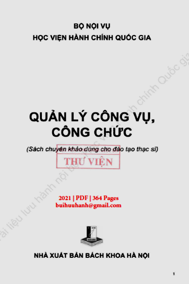 Quản Lý Công Vụ, Công Chức (NXB Bách Khoa 2021) - Nguyễn Thị Hồng Hải, 364 Trang