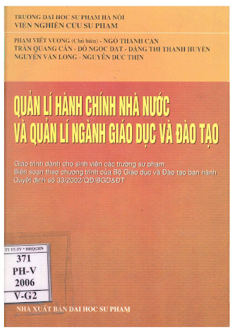 Quản Lý Hành Chính Nhà Nước Và Quản Lý Ngành Giáo Dục Và Đào Tạo - Phạm Viết Vượng, 317 Trang