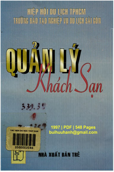 Quản Lý Khách Sạn (NXB Trẻ 1997) - Nhiều Tác Giả, 548 Trang