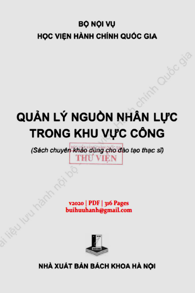 Quản Lý Nguồn Nhân Lực Trong Khu Vực Công (NXB Bách Khoa 2020) - Nguyễn Thị Hồng Hải, 316 Trang
