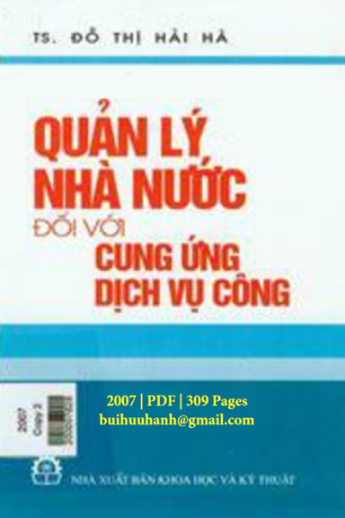 Quản Lý Nhà Nước Đối Với Cung Ứng Dịch Vụ Công (NXB Khoa Học Kỹ Thuật 2007) - Đỗ Thị Hải Hà