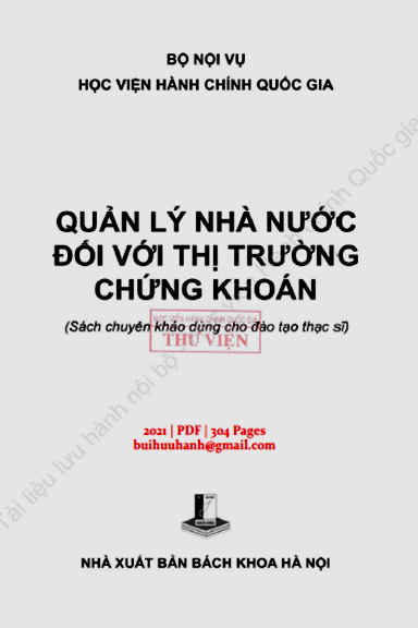 Quản Lý Nhà Nước Đối Với Thị Trường Chứng Khoán (NXB Bách Khoa 2021) - Bùi Thị Thùy Nhi, 304 Trang