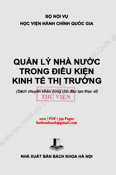 Quản Lý Nhà Nước Trong Điều Kiện Kinh Tế Thị Trường (NXB Bách Khoa 2021) - Đặng Xuân Hoan, 359 Trang