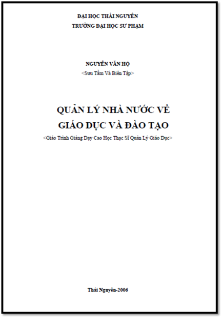 Quản Lý Nhà Nước Về Giáo Dục Và Đào Tạo (NXB Thái Nguyên 2006) - Nguyễn Văn Hộ, 75 Trang