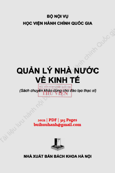 Quản Lý Nhà Nước Về Kinh Tế (NXB Bách Khoa 2021) - Đặng Xuân Hoan, 315 Trang