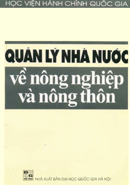 Quản Lý Nhà Nước Về Nông Nghiệp Và Nông Thôn (NXB Đại Học Quốc Gia 2002) - Phạm Kim Giao, 117 Trang