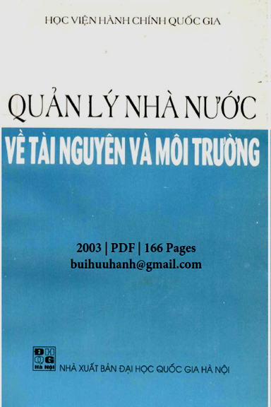 Quản Lý Nhà Nước Về Tài Nguyên Và Môi Trường (NXB Đại Học Quốc Gia 2003) - Trần Thanh Lâm, 166 Trang