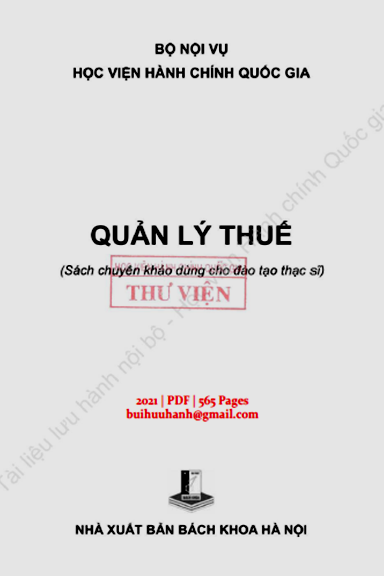Quản Lý Thuế (NXB Bách Khoa 2021) - Nguyễn Đăng Quế, 565 Trang