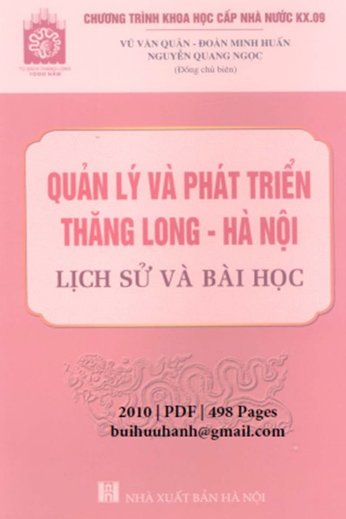 Quản Lý Và Phát Triển Thăng Long-Hà Nội (NXB Hà Nội 2010) - Vũ Văn Quân, 498 Trang