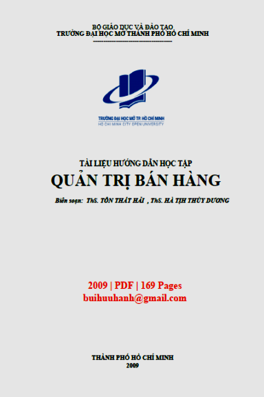 Quản Trị Bán Hàng (NXB Đại Học Mở 2009) - Tôn Thất Hải, 169 Trang