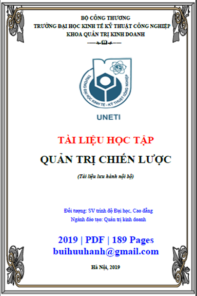 Quản Trị Chiến Lược (NXB Hà Nội 2019) - Hoàng Thị Chuyên, 189 Trang