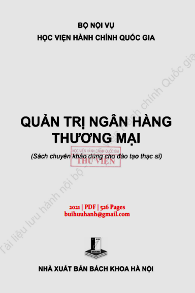 Quản Trị Ngân Hàng Thương Mại (NXB Bách Khoa 2021) - Phạm Thị Thanh Vân, 526 Trang
