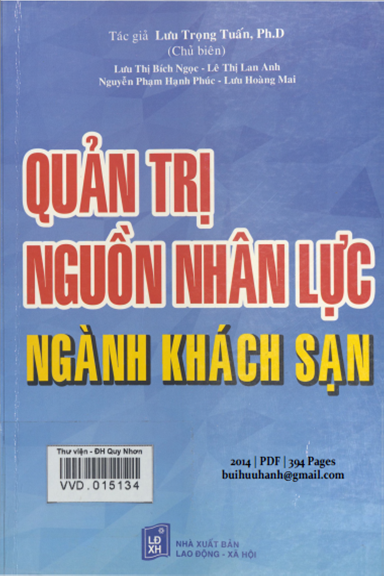 Quản Trị Nguồn Nhân Lực Ngành Khách Sạn (NX Lao Động Xã Hội 2014) - Lưu Trọng Tuấn, 394 Trang