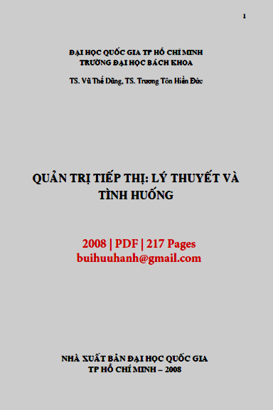 Quản Trị Tiếp Thị Lý Thuyết Và Tình Huống (NXB Đại Học Quốc Gia 2008) - Trương Tôn Hiền Đức