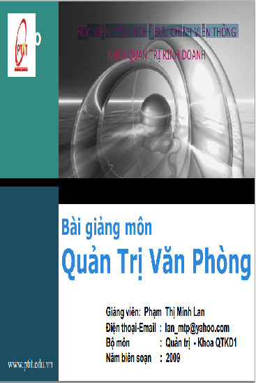 Quản Trị Văn Phòng (Học Viện Công Nghệ Bưu Chính Viễn Thông 2009) - Phạm Thị Minh Lan, 141 Trang