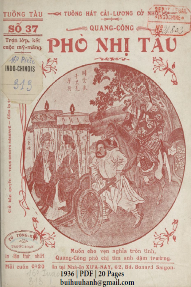 Quang Công Phò Nhị Tẫu (NXB Xưa Nay 1936) - Tú Tòng Khê, 20 Trang