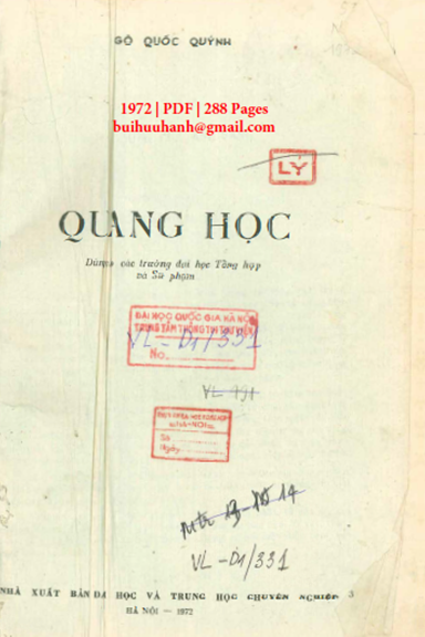 Quang Học (NXB Đại Học 1972) -  Ngô Quốc Quýnh, 288 Trang