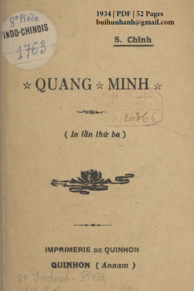 Quang Minh (NXB Qui Nhơn 1934) - Simon Chính, 52 Trang