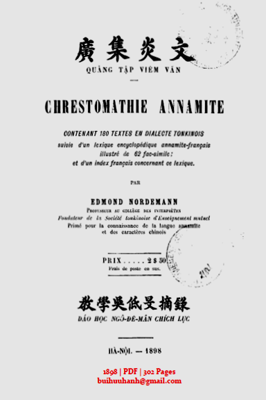 Quảng Tập Viêm Văn (NXB Hà Nội 1898) - Edmond Nordemann, 302 Trang