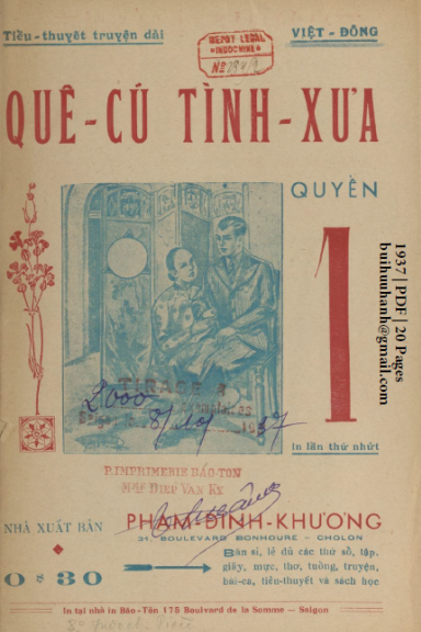 Quê Cũ Tình Xưa Quyển 1-3 (NXB Bảo Tồn 1937) - Việt Đông, 60 Trang