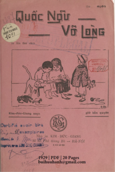 Quốc Ngữ Vỡ Lòng (NXB Kim Đức Giang 1929) - Kim Đức Giang, 20 Trang