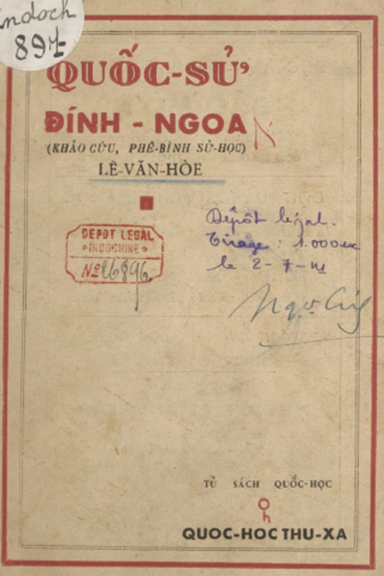 Quốc Sử Đính Ngoa (NXB Quốc Học Thư Xã 1941) - Lê Văn Hòe, 108 Trang