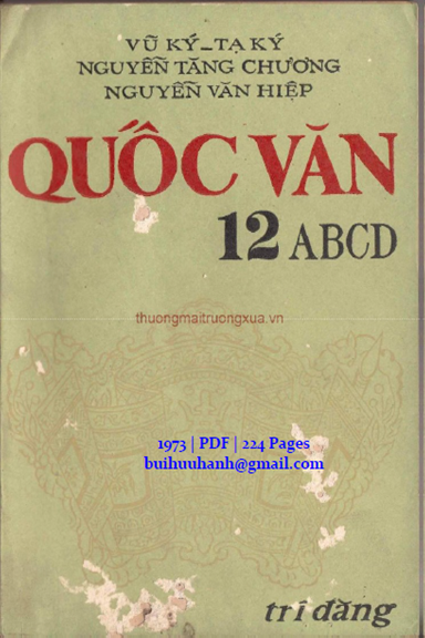 Quốc Văn 12 ABCD (NXB Trí Đăng 1973) - Vũ Ký, 224 Trang