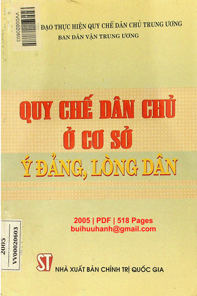 Quy Chế Dân Chủ Ở Cơ Sở-Ý Đảng Lòng Dân (NXB Chính Trị 2005) - Trịnh Xuân Giới, 518 Trang