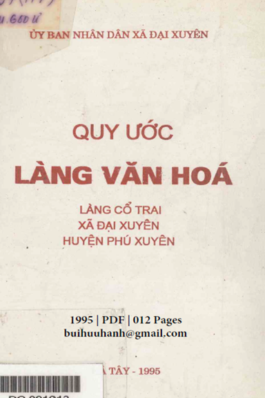Quy Ước Làng Văn Hóa-Làng Cổ Trai (NXB Hà Tây 1995) - Nguyễn Văn Phường, 12 Trang