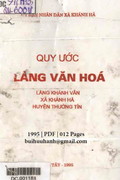 Quy Ước Làng Văn Hóa-Làng Khánh Vân (NXB Hà Tây 1995) - Nguyễn Quang Hỷ, 12 Trang
