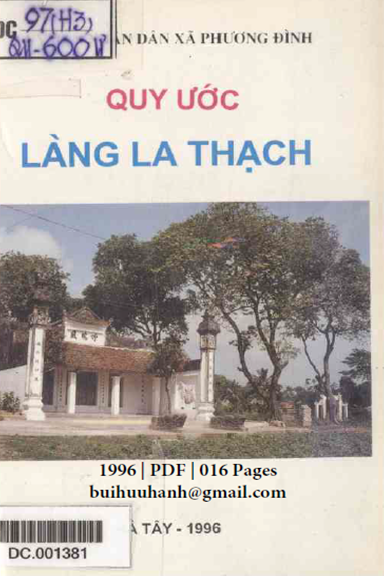 Quy Ước Làng Văn Hóa-Làng La Thạch (NXB Hà Tây 1996) - Nguyễn Sinh Thế, 16 Trang