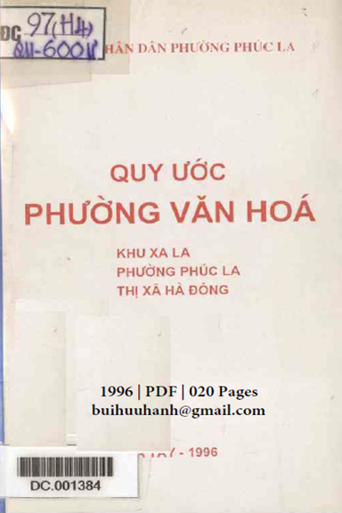 Quy Ước Phường Văn Hóa-Khu Xa La (NXB Hà Tây 1996) - Đỗ Đình Sơn, 20 Trang